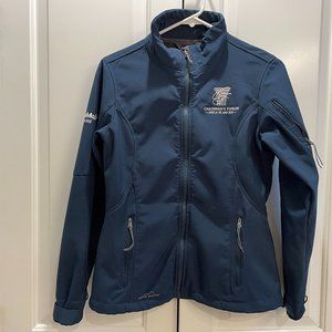EUC Eddie Bauer Full-Zip Backbone Jacket, "OneMain Financial" Logo, Blue, Small